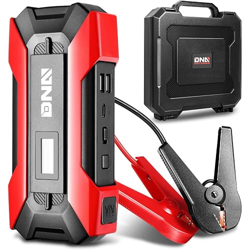 ‎DNA Motoring TOOLS-00214 12V 1500A 15000 mAh Multi-Function Portable Car Battery Jump Starter for Up to 7.0L Gas & 5.5L Diesel Engine, with Carry Case, Red
