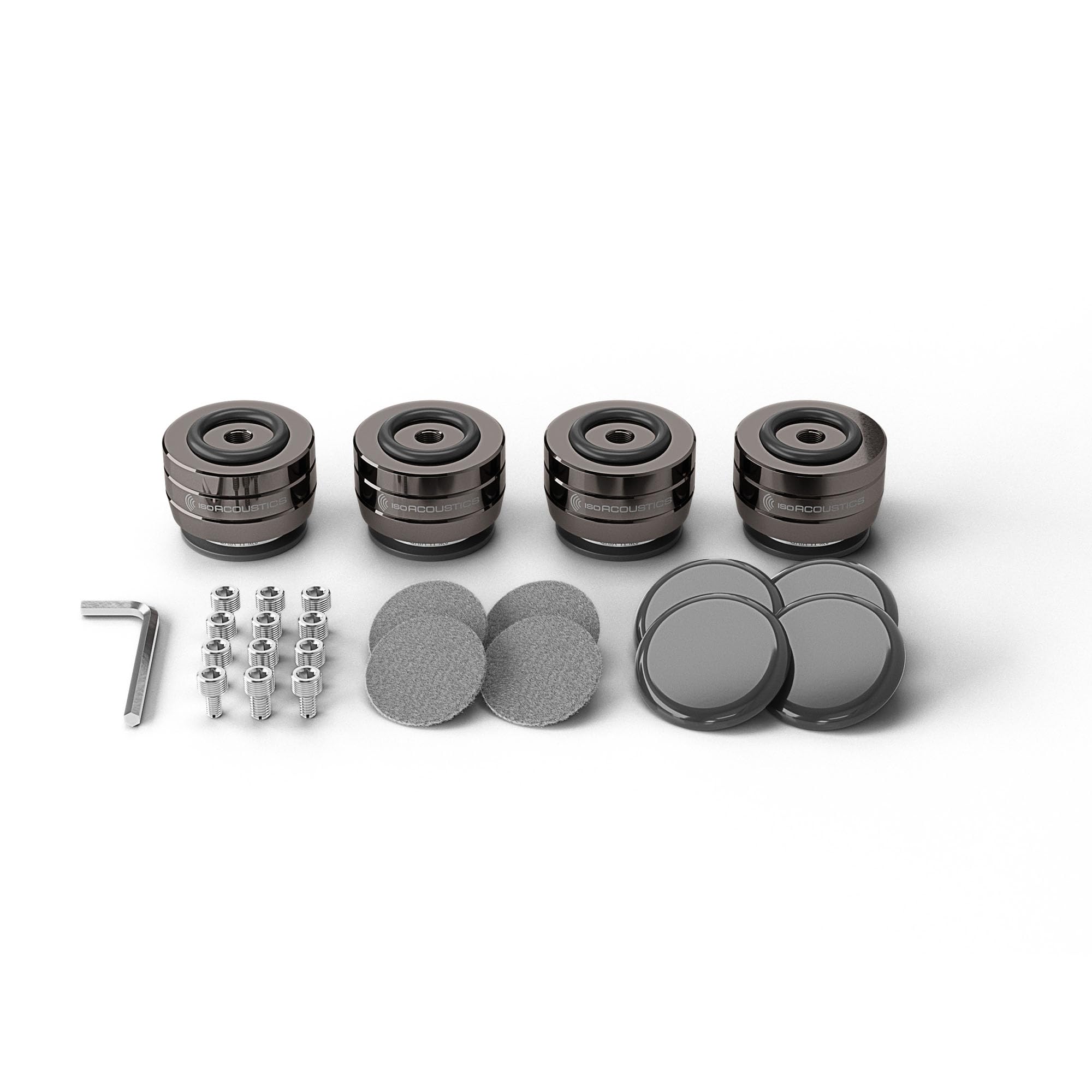 IsoAcoustics Gaia II Neo en cromo oscuro - Pies de aislamiento para altavoces y subwoofers de 55 kg o menos (juego de 4)