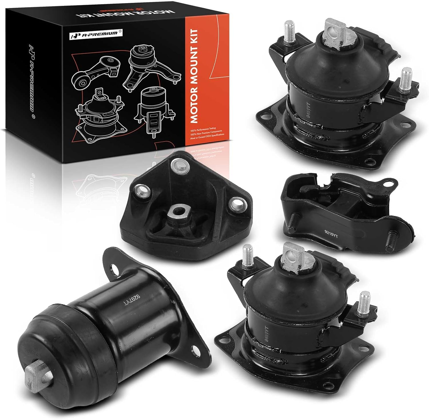 A-Premium 5PCS Engine Motor Mount Set Compatible with Acura TL 2004-2006 V6 3.2L, Honda Accord 2003-2007 V6 3.0L, Automatic Auto Transmission, SOHC, Replace A4526HY A4527HY A4524 A4544 A4517 5PCS (2003-2007 Accord V6 3.0L SOHC Automatic)