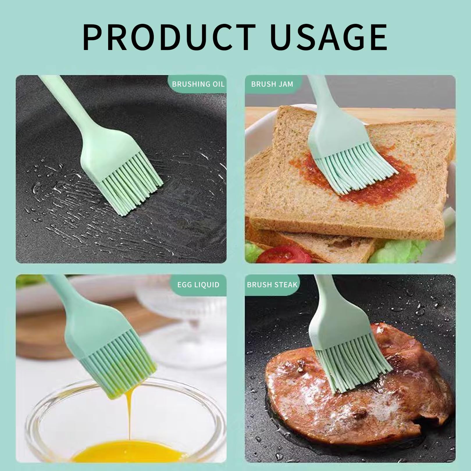 Pinceaux De Cuisine En Silicone - Lot De 4, Résistants à 230°C, Sans BPA - Pour Badigeonner Huile, Beurre, Sauces Au Barbecue