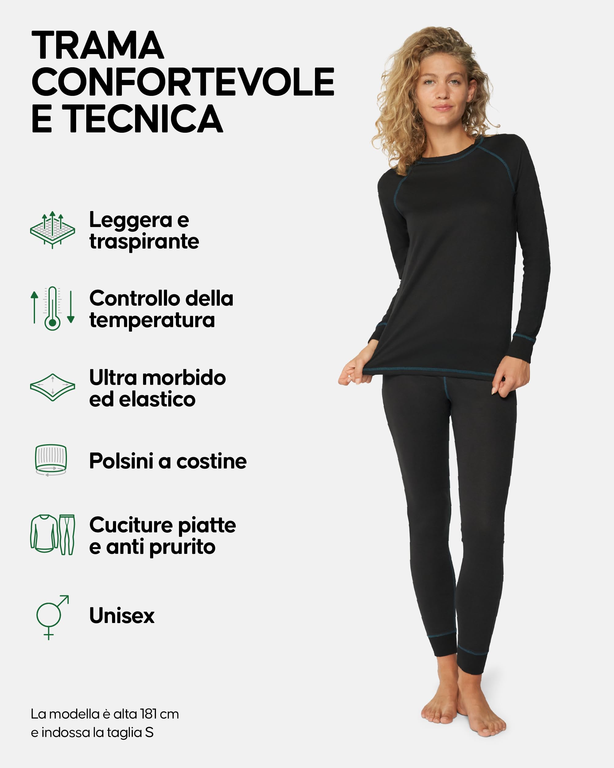 DANISH ENDURANCE Completo Maglia e Pantaloni Termici Uomo e Donna, Intimo Termico per Sci, Trekking