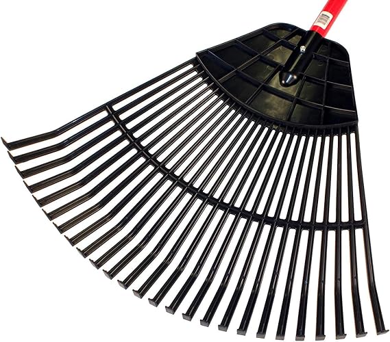 Bully Tools Poly Lawn and Leaf Rake - Fiberglass Handle, 24-Inch - Commercial Grade Heavy Duty Poly Tines, 90 Degree Teeth - Ideal Rake for Leaves, Gardening and Landscaping - 100% Made in The USA