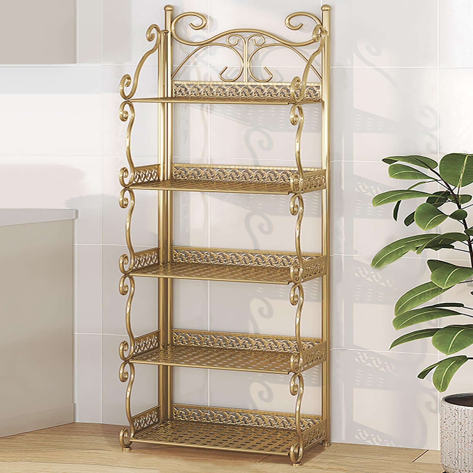 Estantería estrecha de metal plegable de 3 a 5 niveles para almacenamiento doméstico de 111 cm