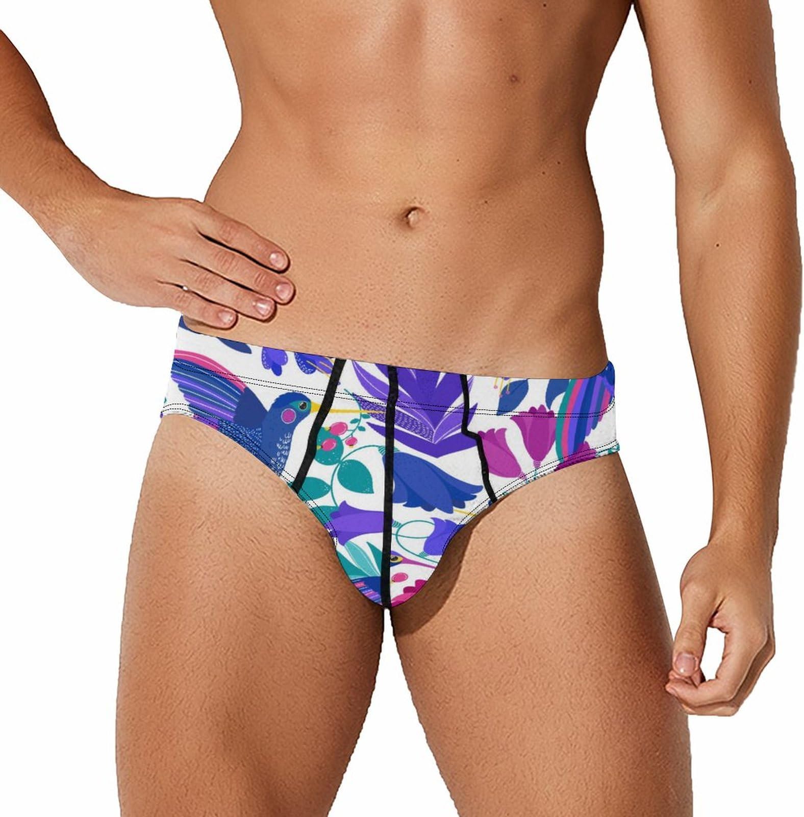 Colorful Colibri Hummingbird Men's Hip Briefs Funny Underwear Soft Underpants Shorts Sexy Printed