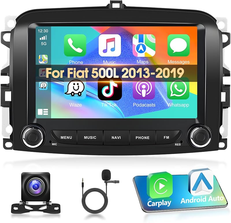Podofo Fiat 500L Autórádió Android 15 Carplay 7" Érintőképernyő GPS Bluetooth