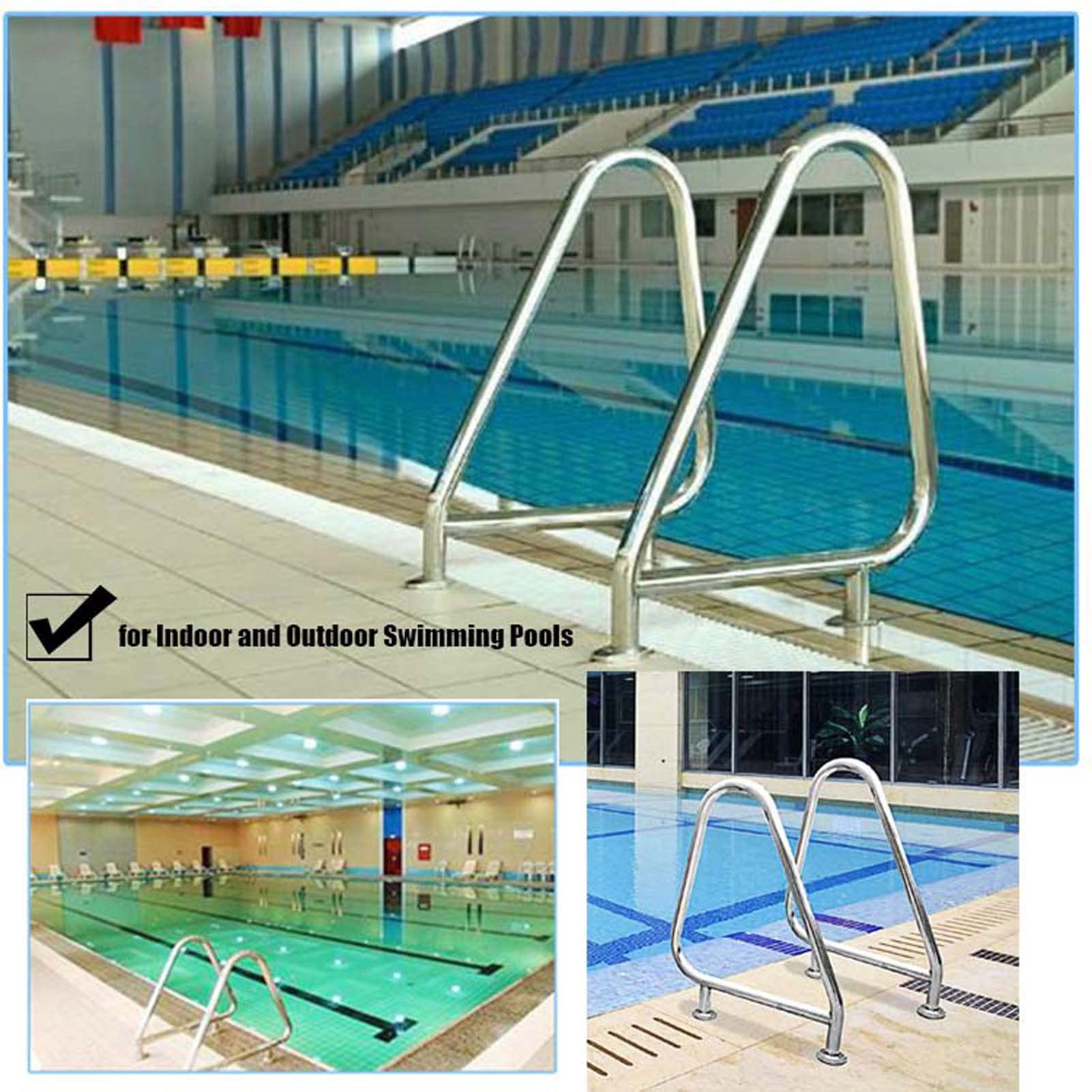 Barandillas para Piscinas, barandillas de Seguridad ergonómicas de Tres Curvas, Fabricadas en Acero Inoxidable 304, aptas para Piscinas empotradas.