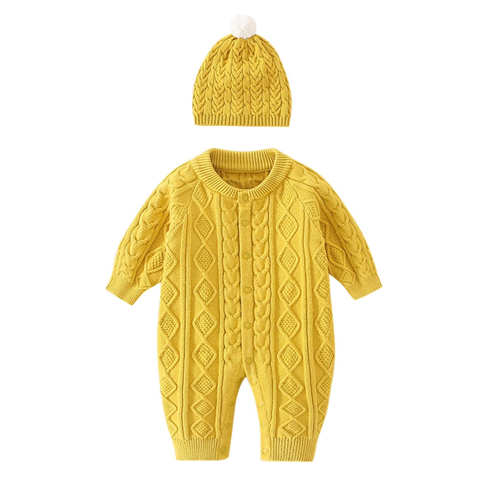 Generisch Mono de punto para bebé recién nacido, de algodón, manga larga, para niños, niñas, jersey, ropa de bebé, mono empalme, sombrero, conjunto, jersey, sudadera con capucha para hombre