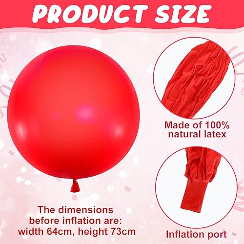 Miniatura 16 de Leitee 2 globos gigantes de 72 pulgadas, redondos, de látex, huevos humanos, gigantes, globos inflables para decoración de cumpleaños, bodas