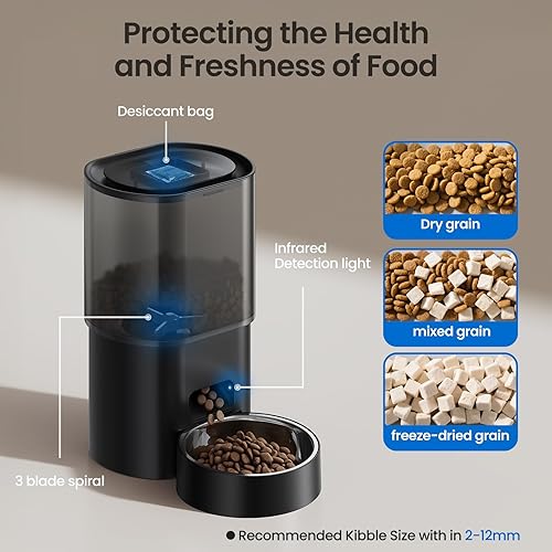 Miniatura 2 de Alimentador automático para gatos y fuente de agua 5G WiFi dispensador de comida para gatos, control remoto por aplicación, alimentación programable