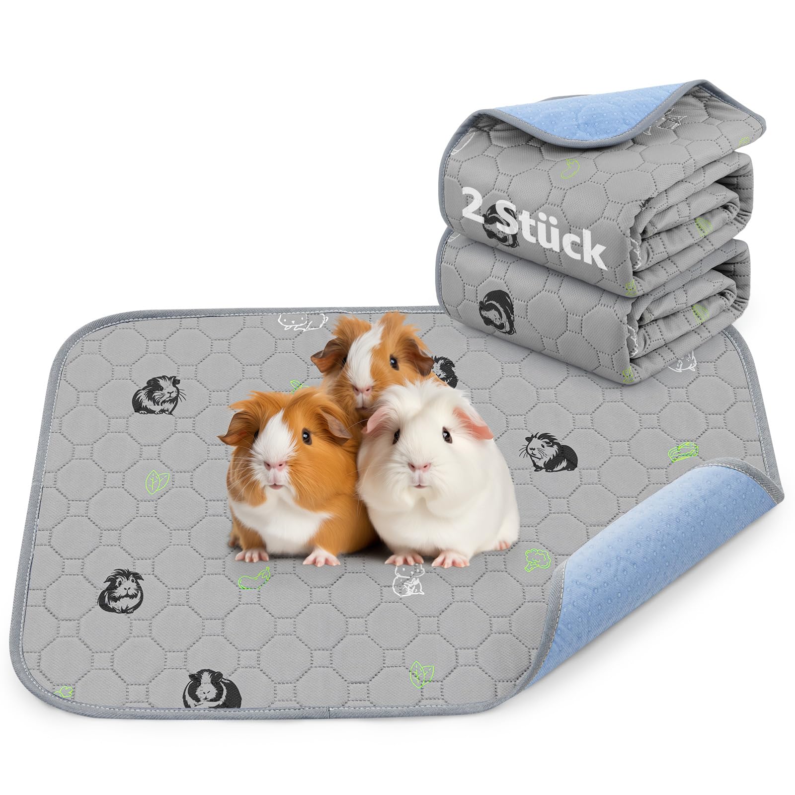 PICK FOR LIFE wasserdichte Pipipads für Meerschweinchen, super saugfähige PIPI unterlagen Kaninchen, Waschbare kleintiermatten für Kaninchen, Hamster, Welpen