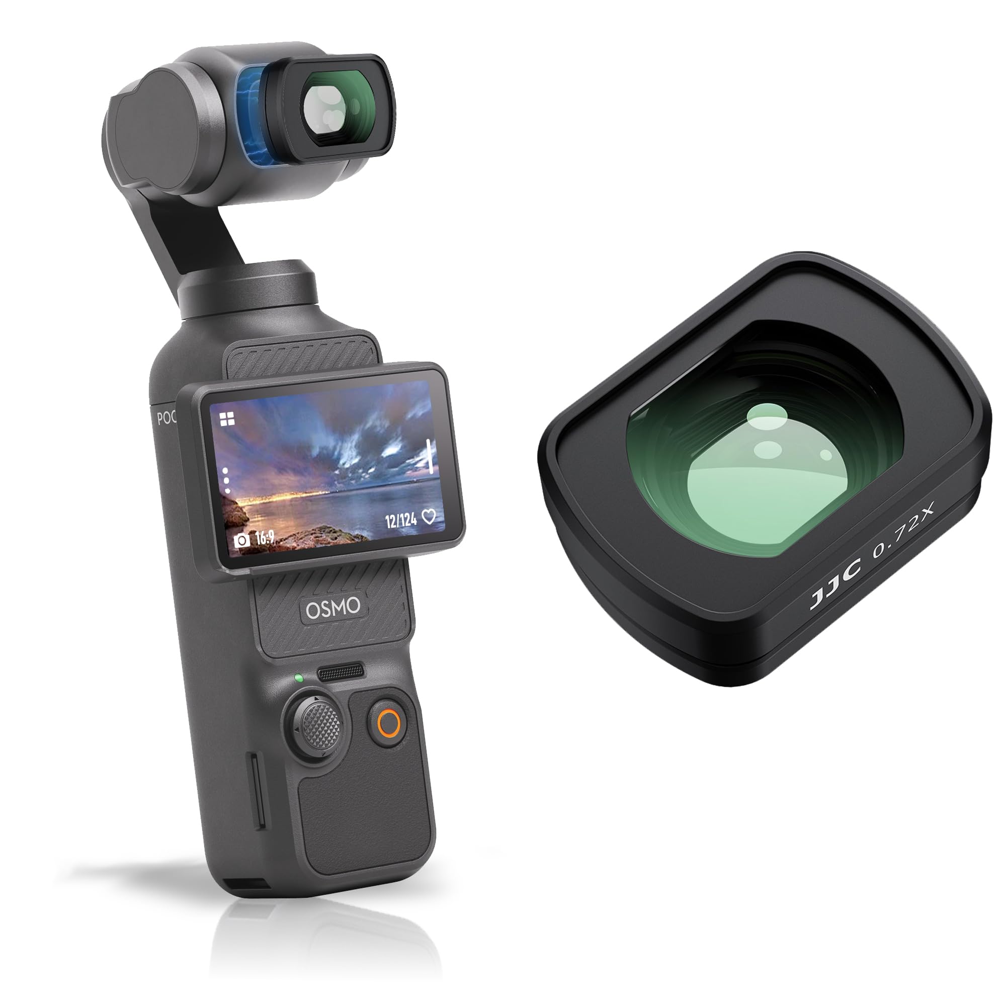 Objectif Grand Angle 0.72X Osmo Pocket 3,Objectif Grand-Angle Magnétique pour DJI Osmo Pocket 3 avec Étui,Verre Optique Cadre Aluminium Accessoire Objectif Pocket3 Creator Combo pour Champ Large