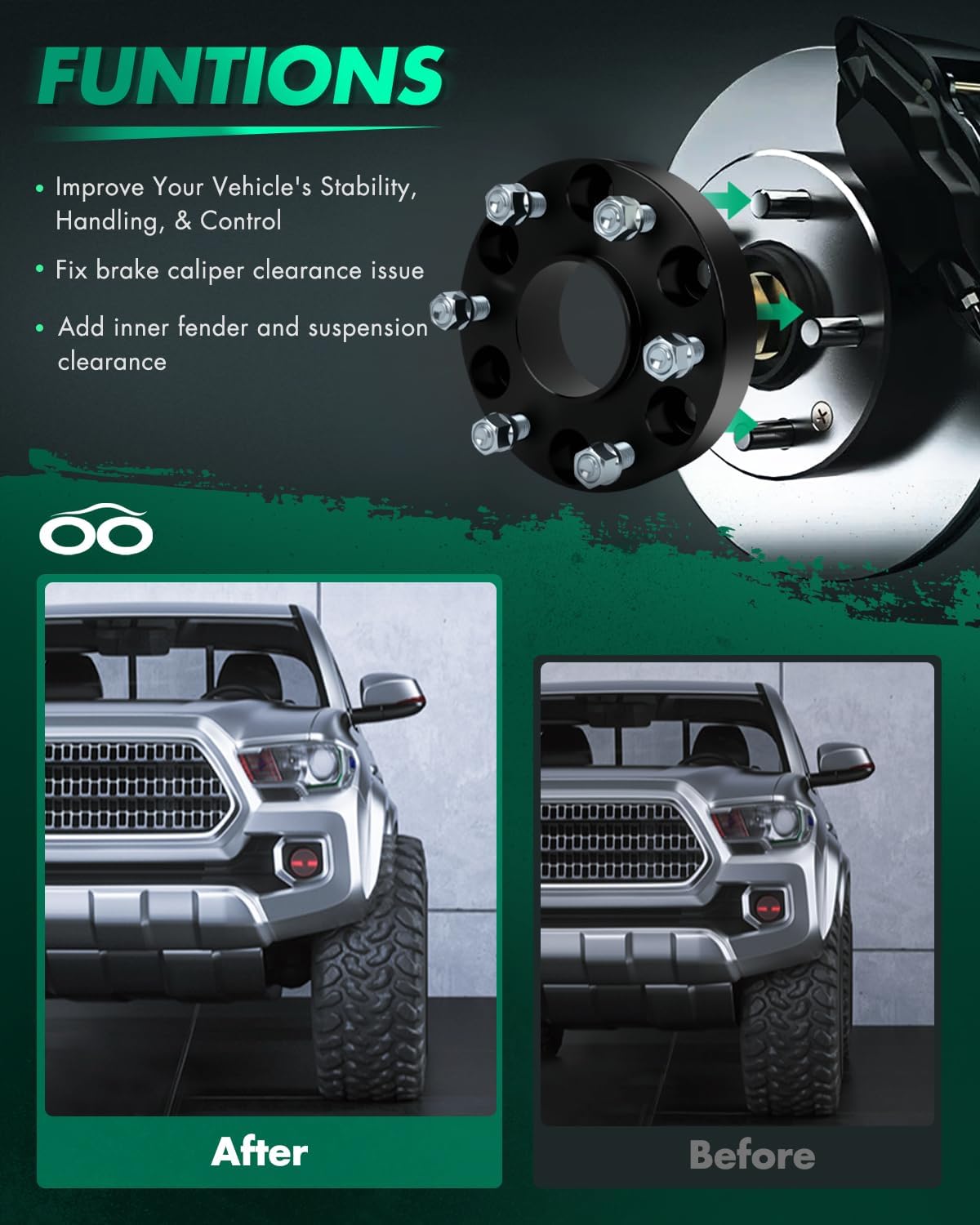 SCITOO 4Pcs Wheel Spacers 1.5 inch 6x5.5 Bore 77.8mm Studs 14x1.5 6 Lug Wheel Spacers Adapters Fit for for Ram 1500