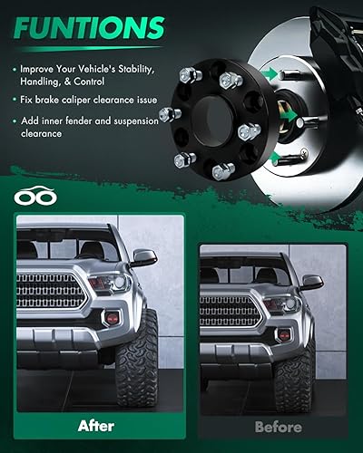 Miniatura 5 de SCITOO 4 espaciadores de rueda de 1.5 pulgadas, 6 x 5.5, 3.063 in, pernos de 14 x 1.5 y 6 lengüetas, adaptadores de espaciadores de rueda aptos para