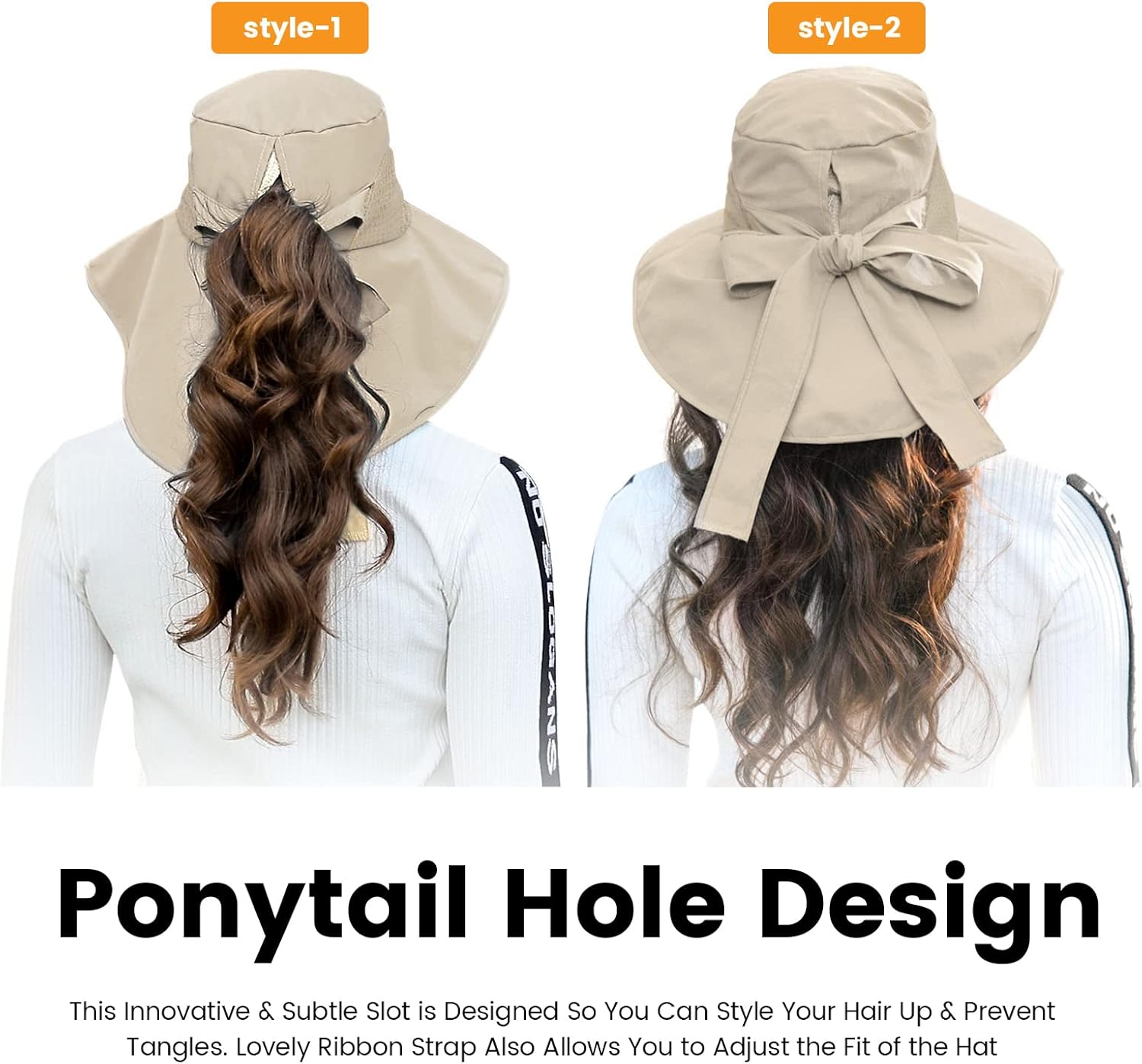 Sun Hats for Women Foldable Flap Cover UPF 50+ UV Protective Wide Brim Bucket Sun Hat Khaki at  Women’s Clothing store