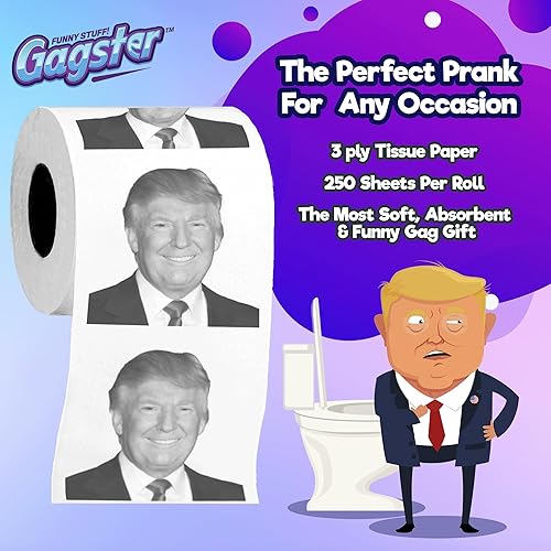 Miniatura 2 de Donald Trump rollo de papel de baño, novedad graciosa gag, portarrollos de papel para demócratas y republicanos, 3 Ply, papel higiénico suave y
