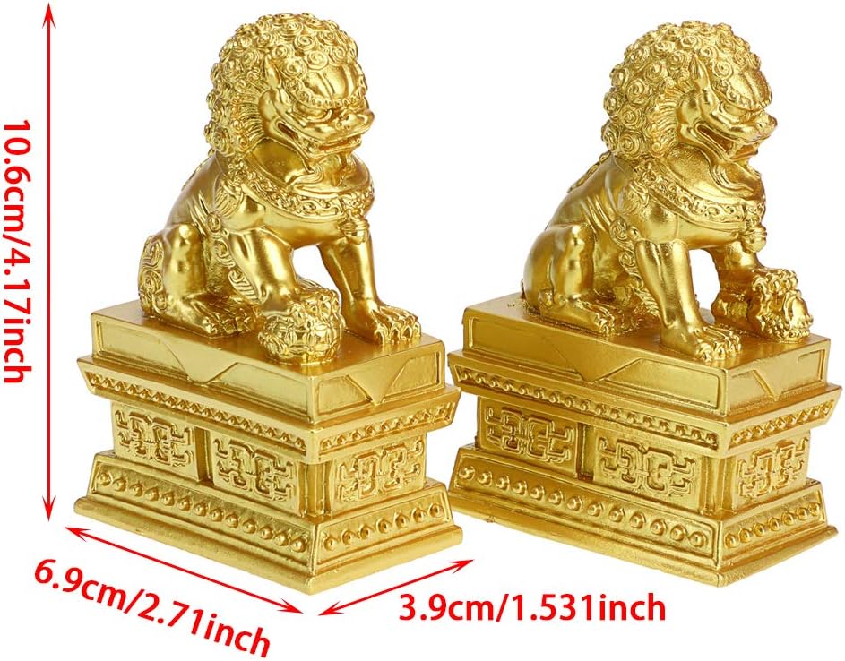 Image showing the dimensions of a Foo Dog statue.