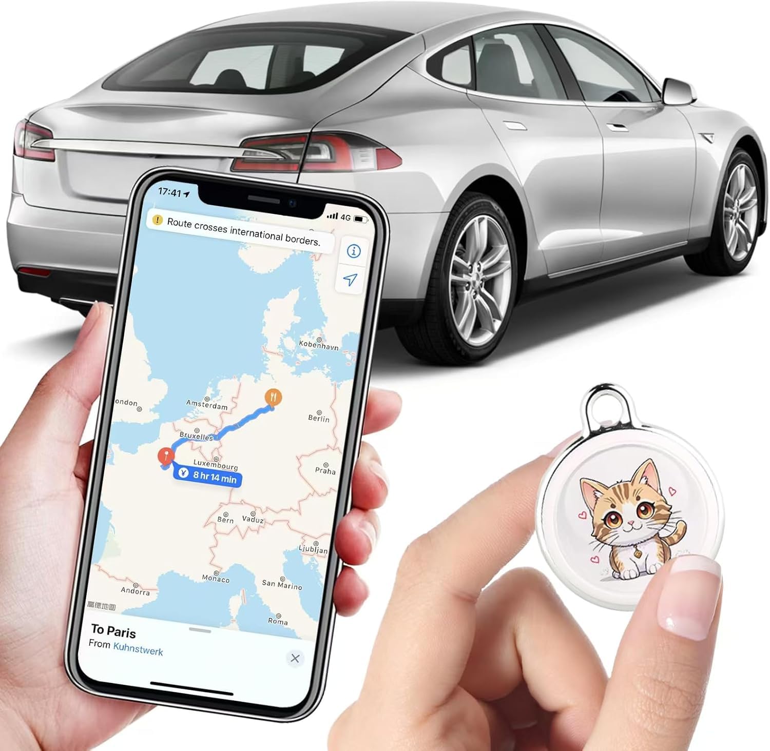 2025 New GPS Tracker for Vehicles – Real-Time Global Coverage Tracking Device for Cars, Kids, and Pets | Long Battery Life, No Monthly Fees & No SIM Card Required（Cat Style）