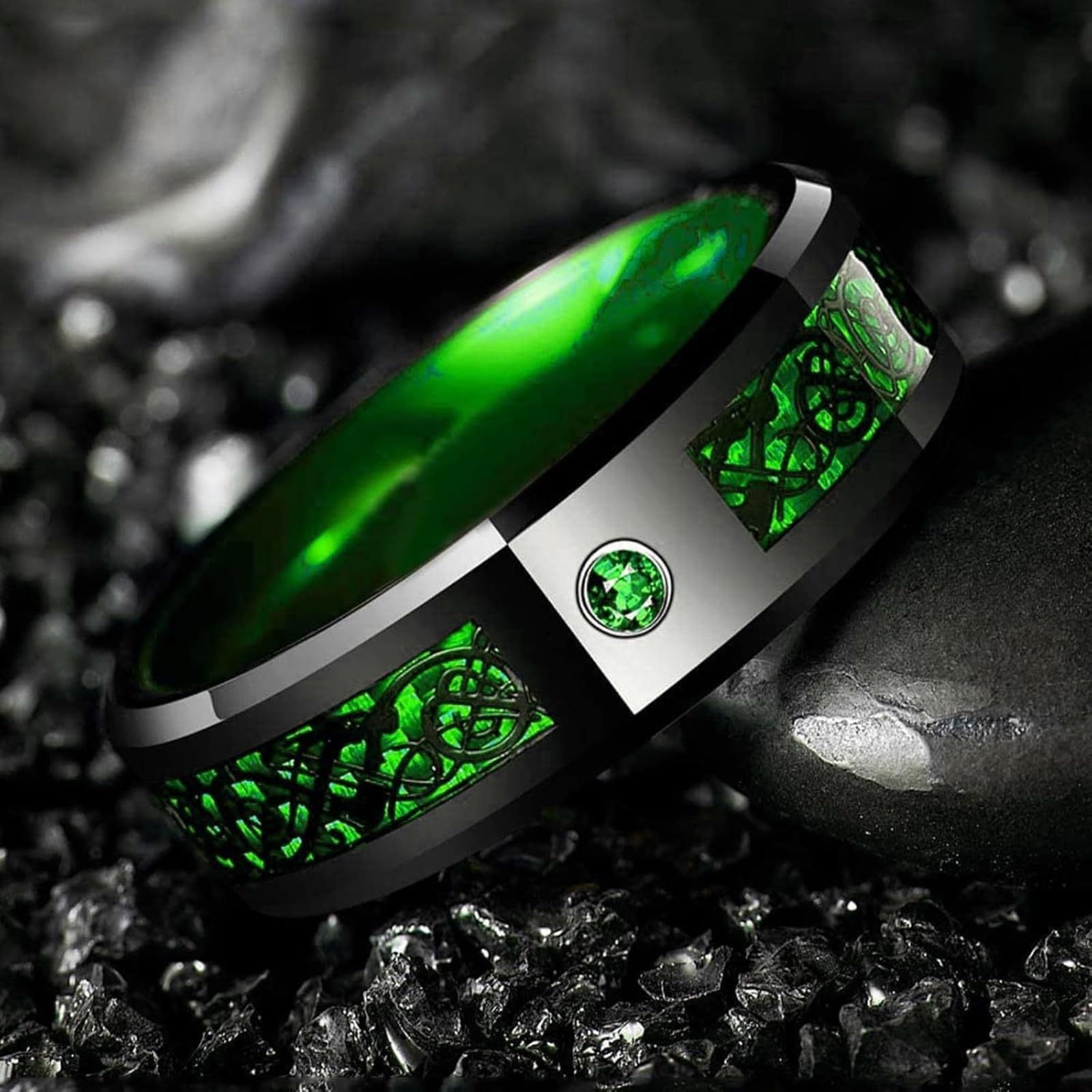 Anillo de Tungsteno para Hombre 8 mm, Anillos Grabado Personalizado 14 a 30