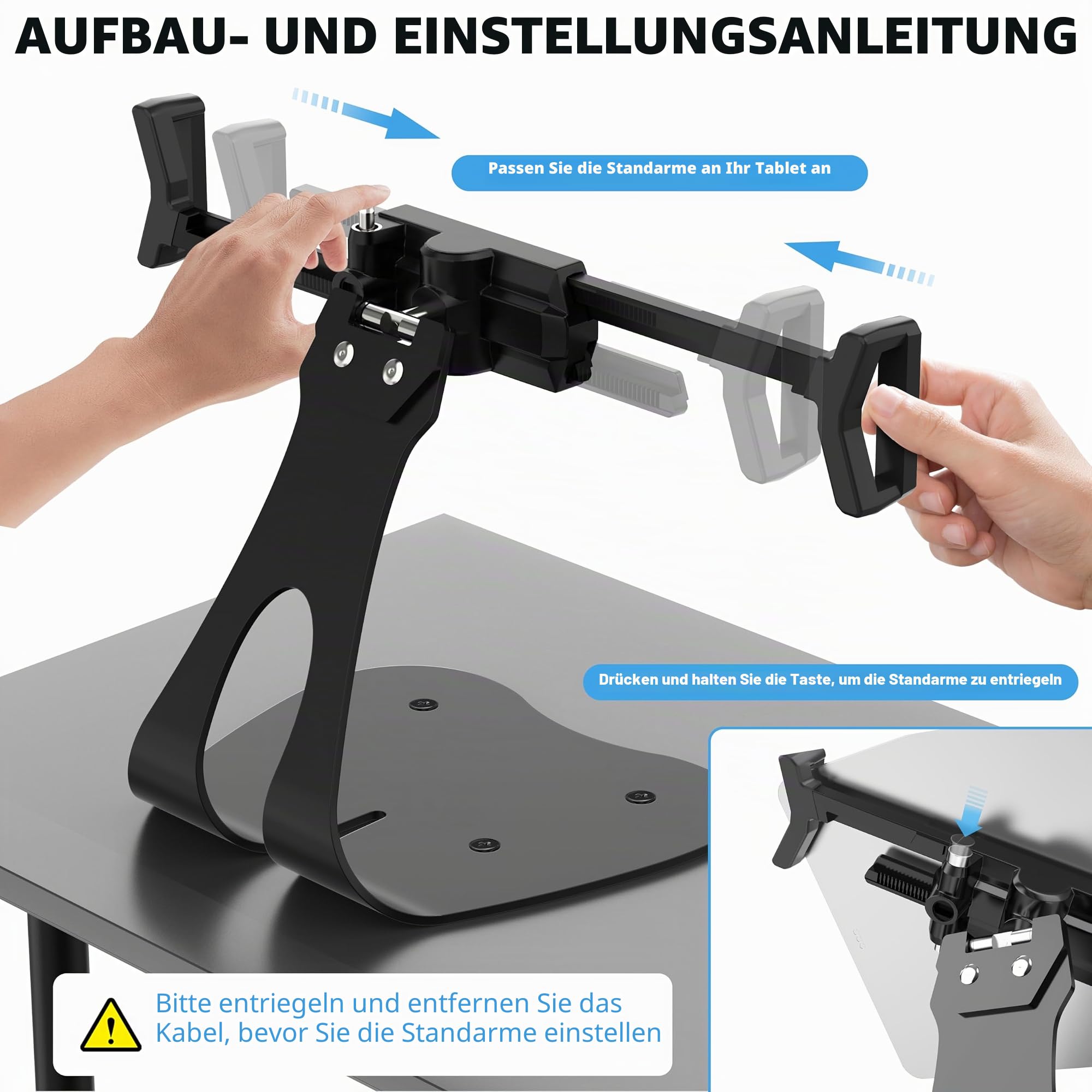 AboveTEK Diebstahlsicherer iPad-Ständer, Universeller POS-Tablet-Ständer, Diagonal iPad-Halterung für 7-13 Zoll, Galaxy mit Sicherheitskabel, 360° Drehung für Geschäft & Einzelhandel