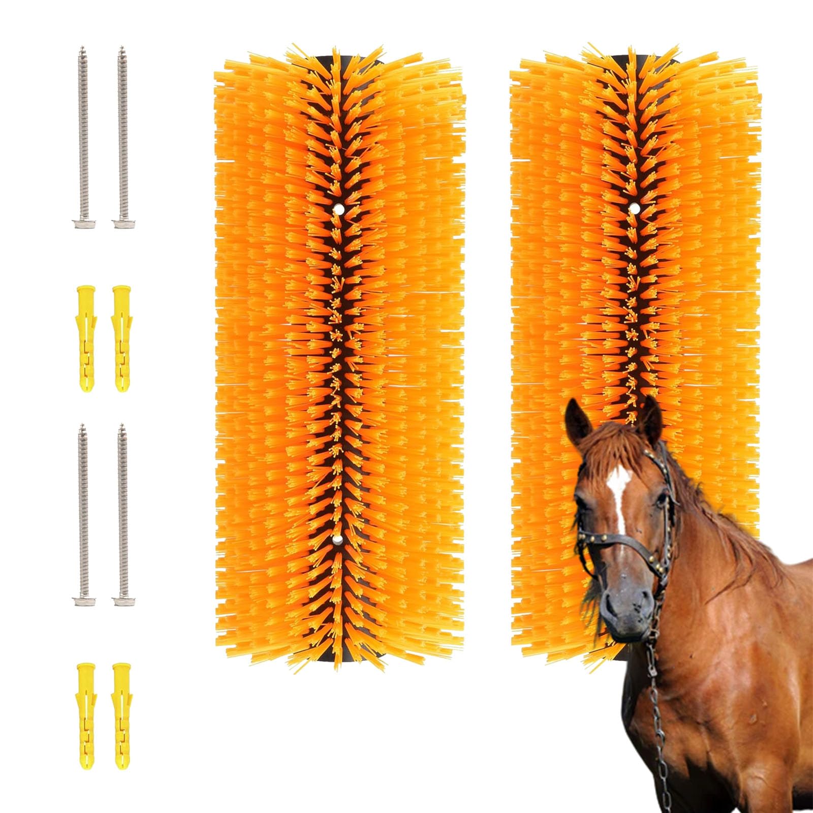 Cepillo rascador para ganado Cepillo for vacas, cepillo for ganado con 4 tornillos for caballos, herramienta de aseo for caballos(Yellow)
