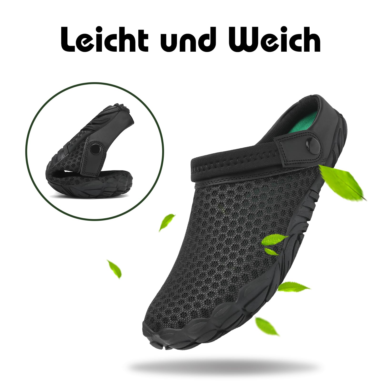 Mishansha Clogs Herren Barfuß Gartenschuhe Damen Gr.36-48 | Sommer Pantoletten, Unisex Hausschuhe, Atmungsaktiv, Leicht