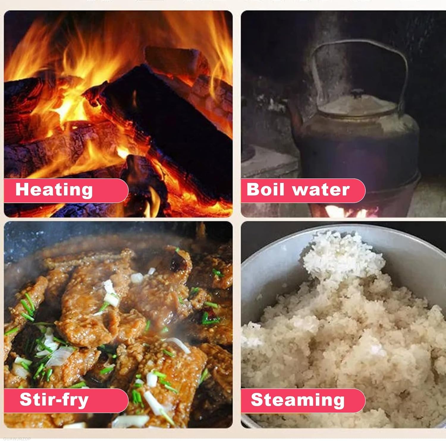 Pure Cast Iron Carbon Fire, Wood Burning Stove, View Window, Multipurpose Camping Stove for for Tent, Indoor, Villa,Shelter, Heating and Cooking,L