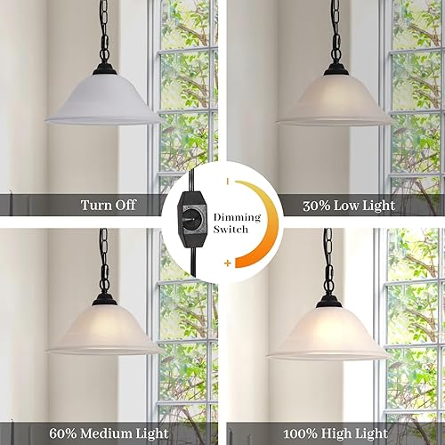 Miniatura 4 de Lámpara colgante vintage de enchufe, luces colgantes con cable de enchufe, cable de 16.4 pies y cadena de 14.7 pies regulable, lámpara colgante