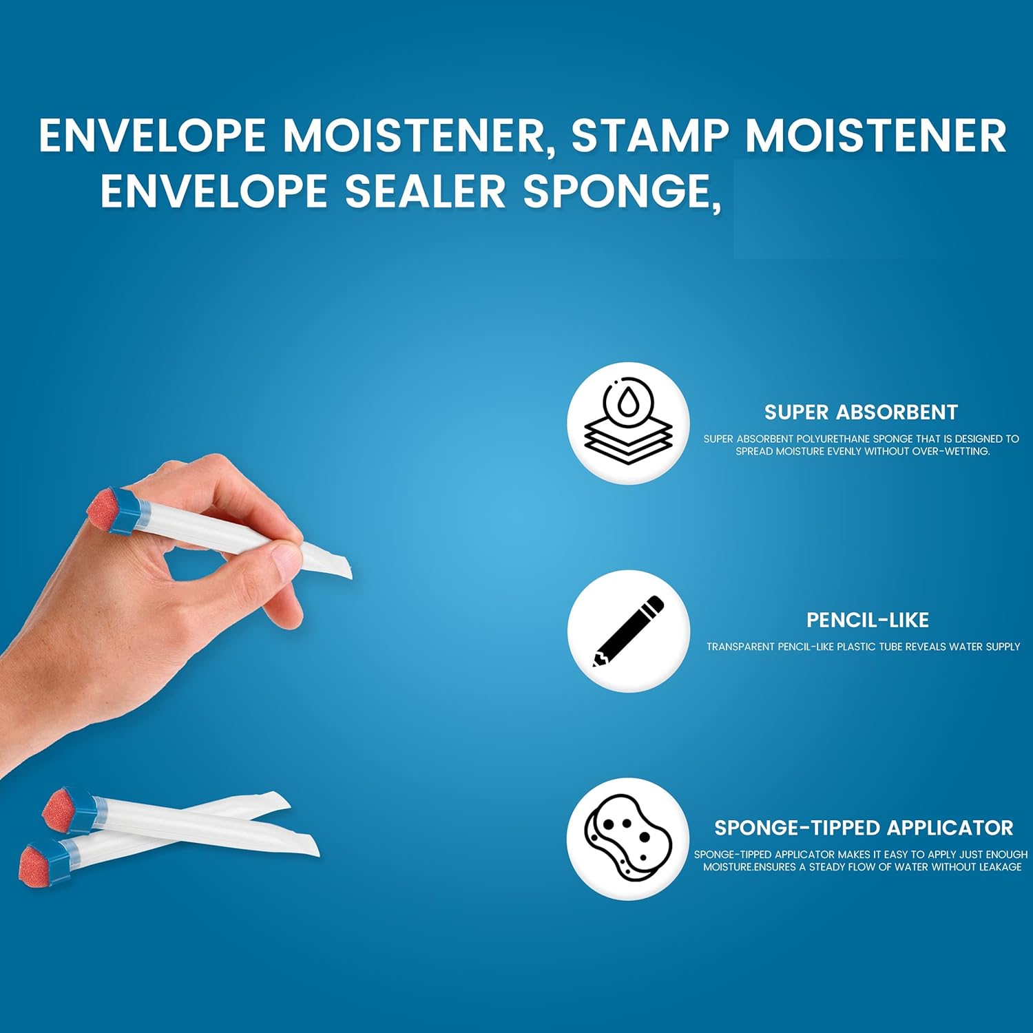 1InTheOffice Envelope Moistener, Stamp Moistener, Envelope Sealer Sponge, 4 Pack : Office Products