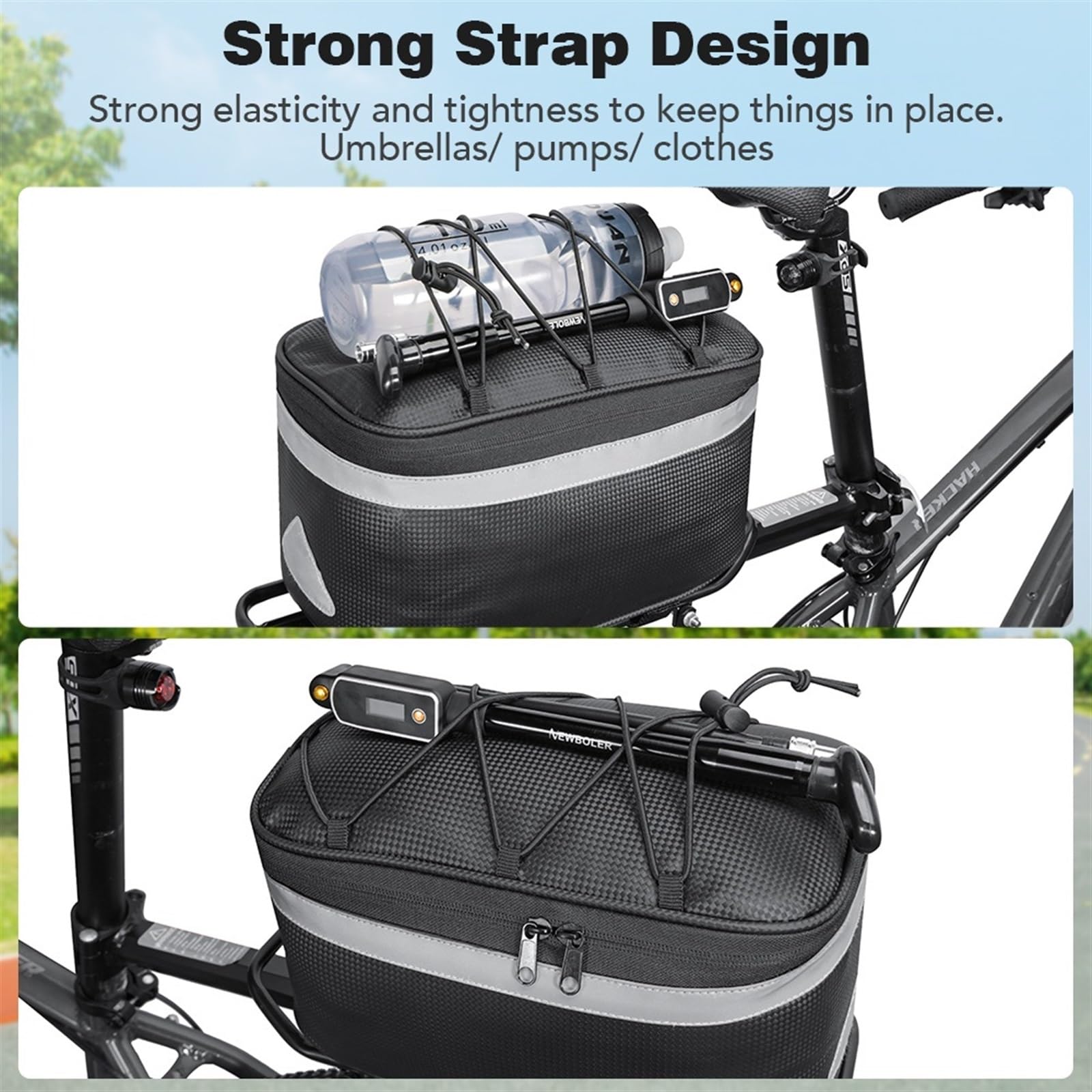 Fahrradtasche 8L Fahrrad-Rücksitztasche, Fahrradgepäckträgertasche, Kofferraumtasche, Fahrradsatteltaschen, große Kapazität, wasserdichte Reisetasche mit Regenschutz Fahrradtaschen für Gepäckträger