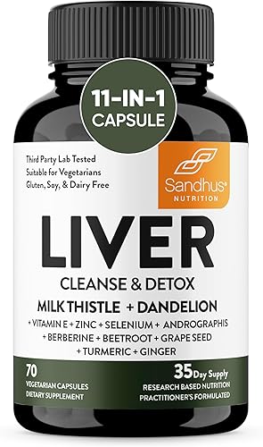 Miniatura 8 de Sandhu's Liver Renew Cleanse Detox, Repair & Support  70 cápsulas Suministro de 1 mes (paquete de 1)  Suplemento herbario  Raíz de diente de león de