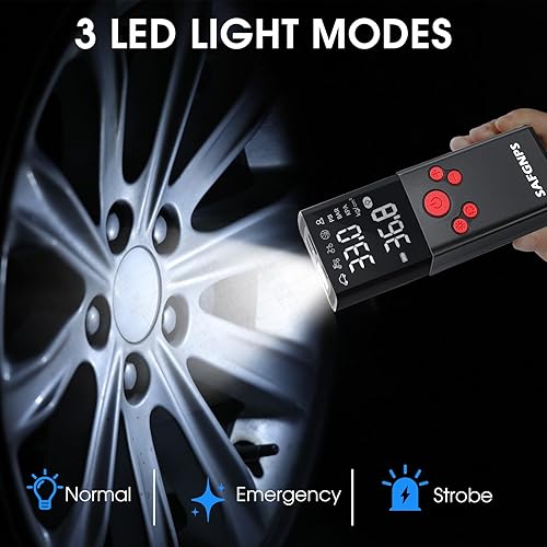 Miniatura 4 de Inflador de neumáticos, compresor de aire portátil, inflador de neumáticos portátil inalámbrico de 150 PSI para automóvil, bomba de aire inteligente