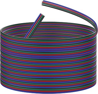 XMSJSIY 4 Pin RGB Led Wire Extension Cable 22AWG 4 Core LED Strip Connector Electric Cord Line for 3528 5050 LED Ribbon Lamp Tape Light-16M/52FT