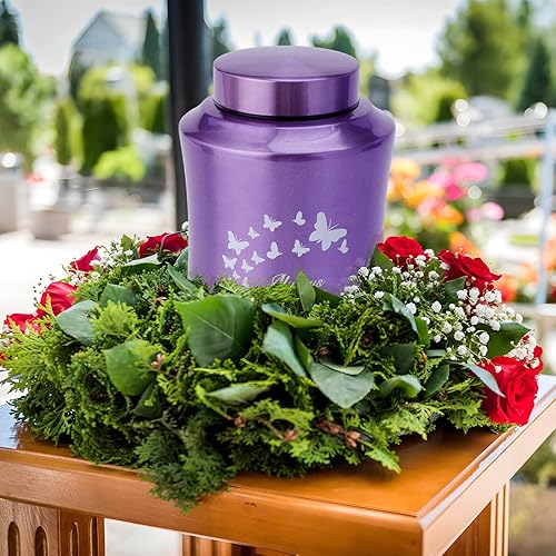Miniatura 16 de Urna de mariposa mediana para cenizas humanas adultas, hembra, macho, urnas decorativas de cerámica verde para cenizas humanas mujeres/mamá/madre