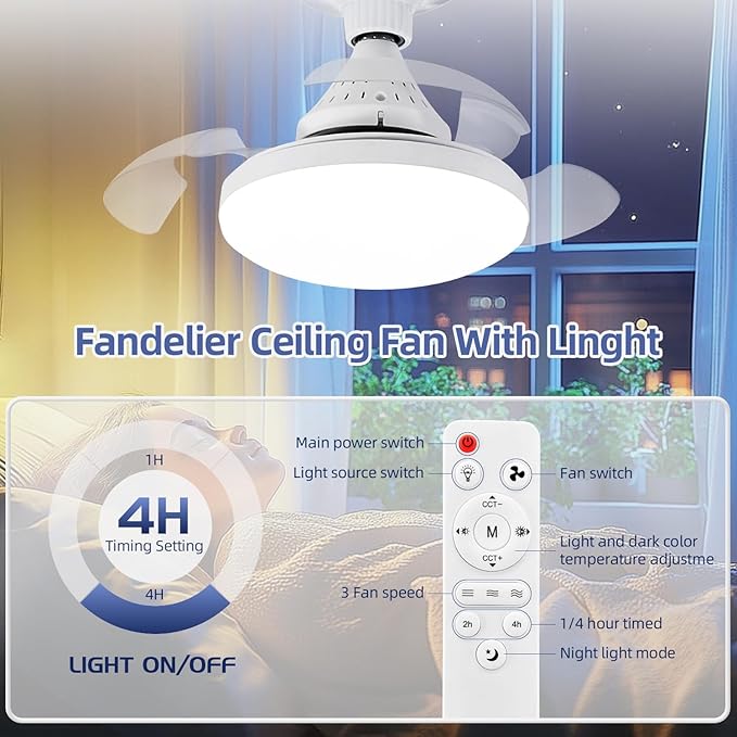 Ventilador de Techo 14 Pulgadas con Luz LED y Control Remoto miniatura 5