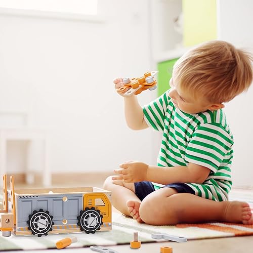 Miniatura 6 de ROBUD Juego de banco de herramientas de madera creativo para niños, juguetes de taller de construcción para niños y niñas de 3 a 8 años