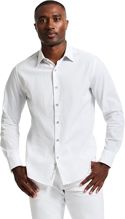 Robert Graham Mens Thresher Long Sleeve Cotton Seersucker Button Down Shirt