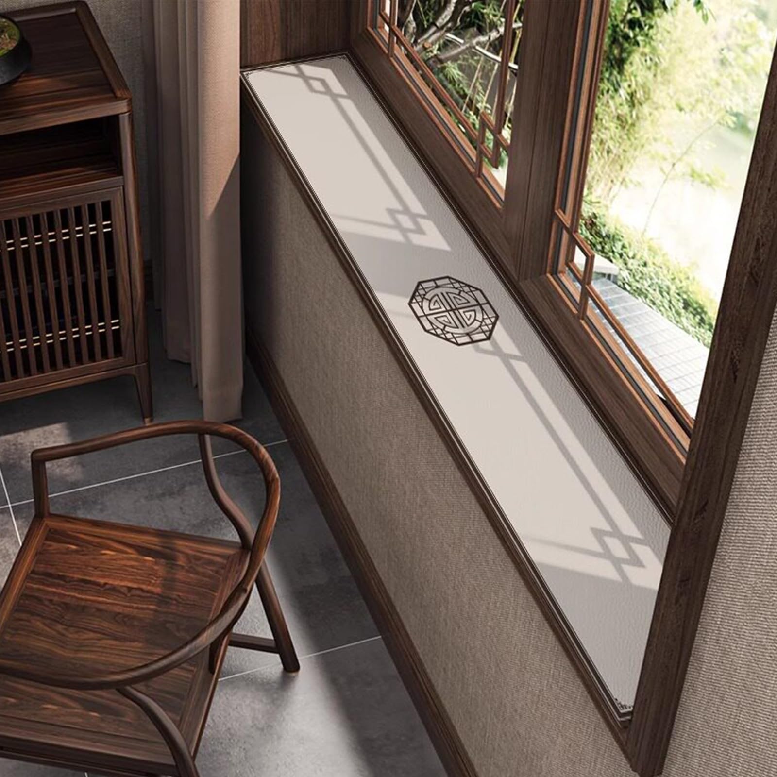 GBPLDMAQ Elegant Window Seat Cushion, Skin Friendly Bay Window Cushion, Cuttable Nonslip, All Seasons for Bedroom Living(White,60x60cm/24x24in)