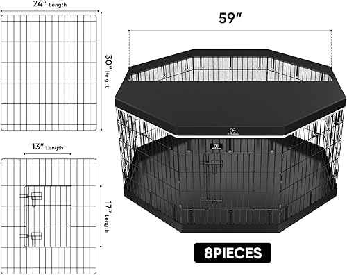 Miniatura 2 de PJYuCien Corralito de ejercicio plegable de metal para perros, valla para mascotas, jaula para cachorros para interiores y exteriores, con 8 paneles