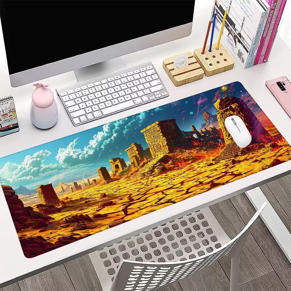 Alfombrilla de Mouse para Juegos, Giallo, XXL, Antideslizante, Impermeable, Diseño de Paesaggio, Extendido, Grande, 1200x600x3mm, para PC, Laptop, Ufficio, Famiglia d-571