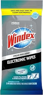 Windex Electronics Wipes, Pre-Moistened Screen Wipes Clean and Provide a Streak-Free Shine, 25 Count