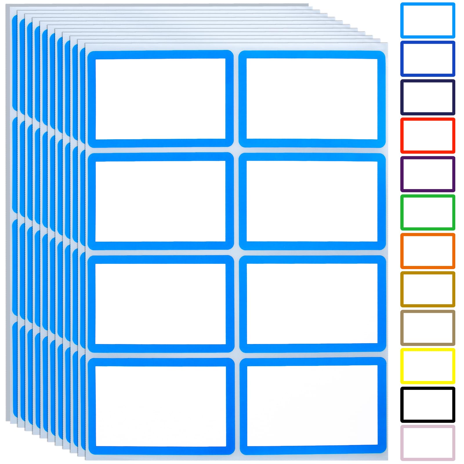 Calcomanías para etiquetas de nombre, 15 colores disponibles, 200 etiquetas de nombre, 3.5 x 2.25 pulgadas, etiquetas de nombre para escuela, fiesta, entrenamiento, ropa (azul claro)