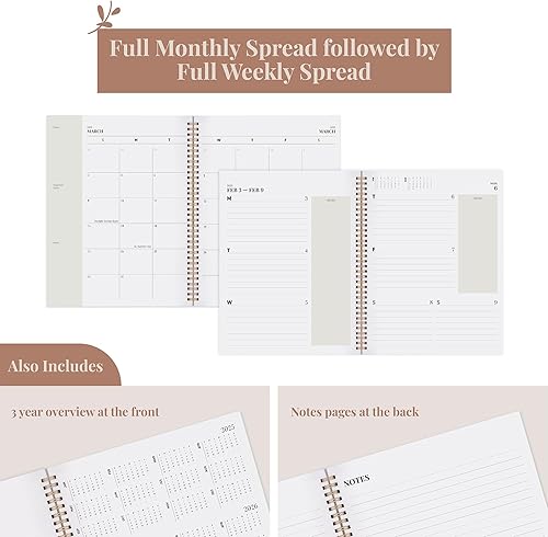 Miniatura 4 de Rileys - Agenda semanal 2025, agenda anual semanal y mensual, enero a diciembre de 2025, cubierta flexible, páginas de notas, encuadernación de