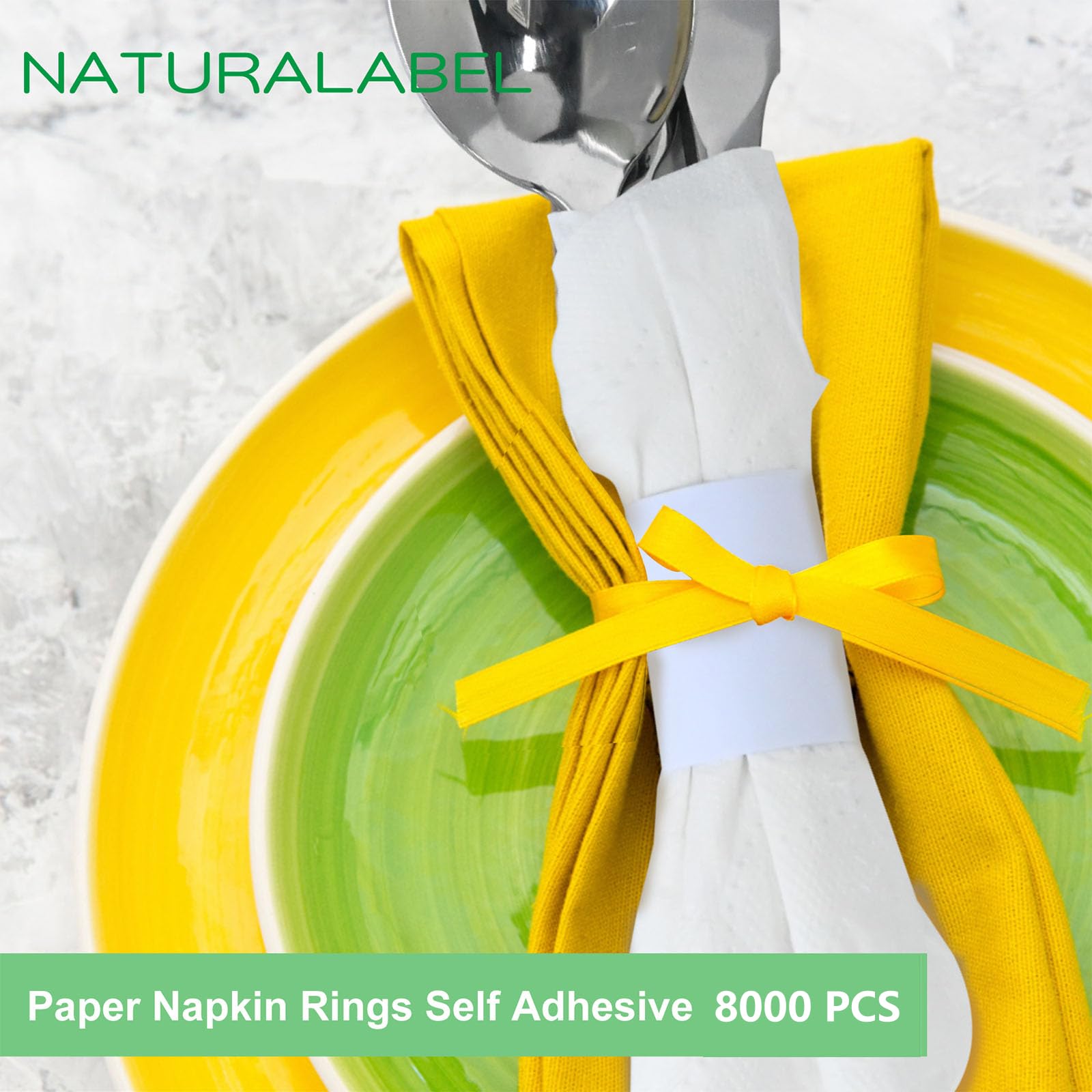 NATURALABEL 8000 servilleteros de papel a granel para pequeñas empresas, restaurantes, eventos, servilleteros autoadhesivos, paquete de 4 cajas, 2000 por caja (blanco)
