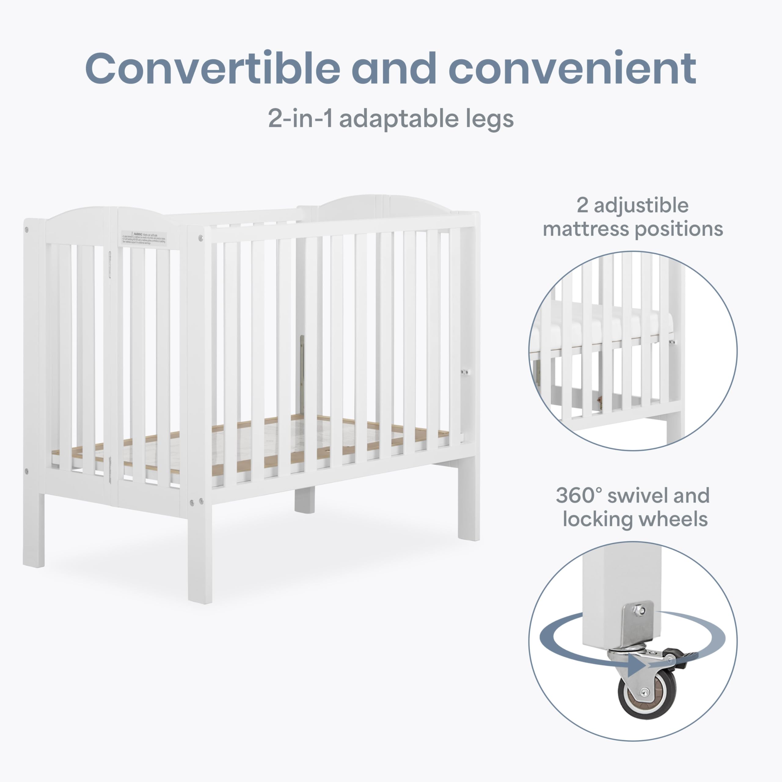 Amazon.com : Dream On Me 2-in-1 Portable Mini Crib, Non-Full Size 