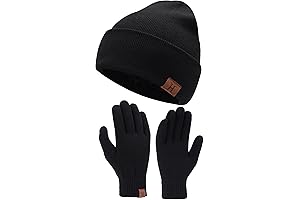 Warm Beanie Hat and Touchscreen Gloves Set