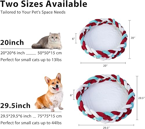 Miniatura 2 de Maihandasi - Linda cesta redonda de algodón de punto bohemio para gatos, nido cálido para gatos, gatitos, cachorros y perros pequeños, cama suave y