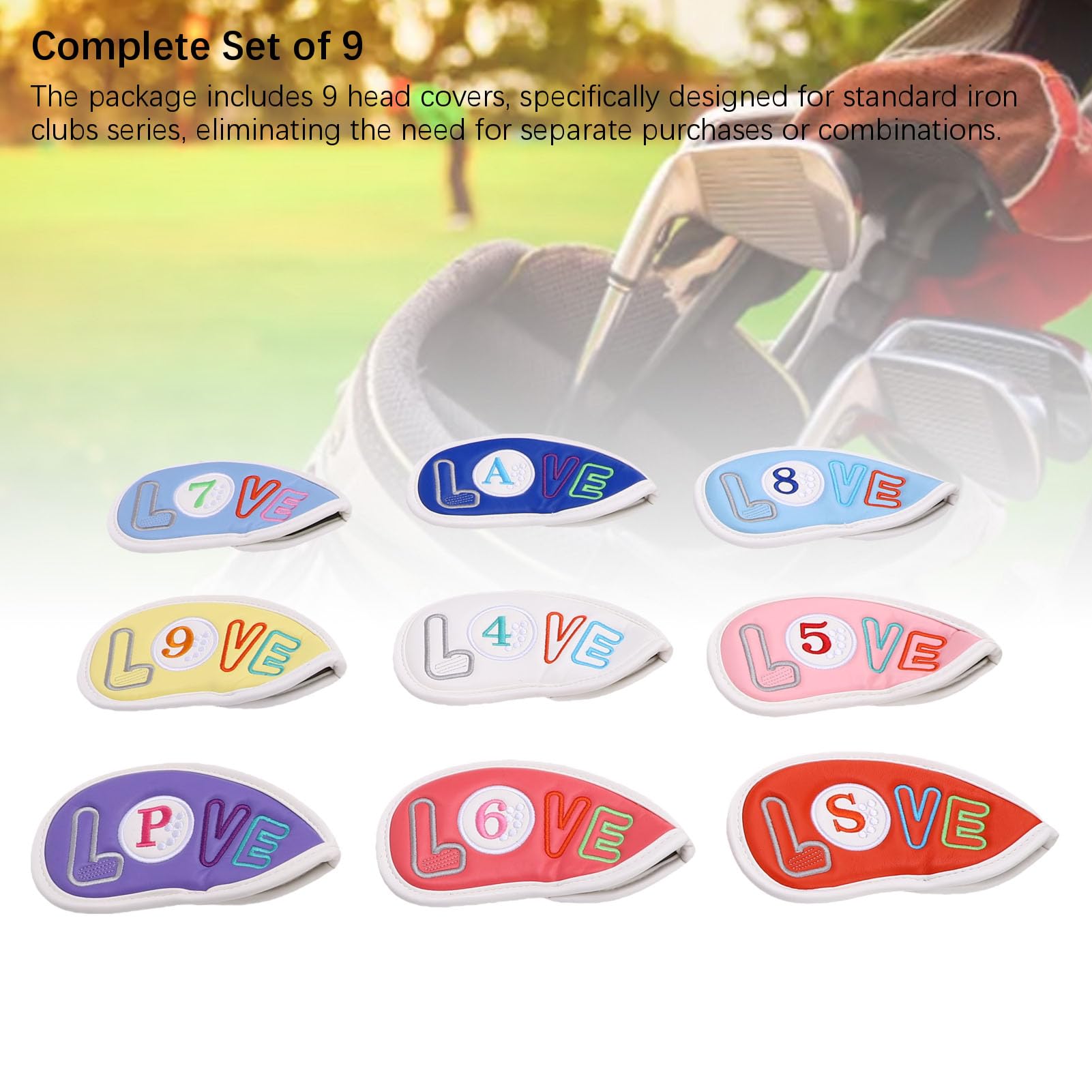 Generic Juego de Fundas para Cabeza de Hierro para Palos, Fundas Protectoras de Terciopelo Suave con Bordado Elegante para Amantes del Golf