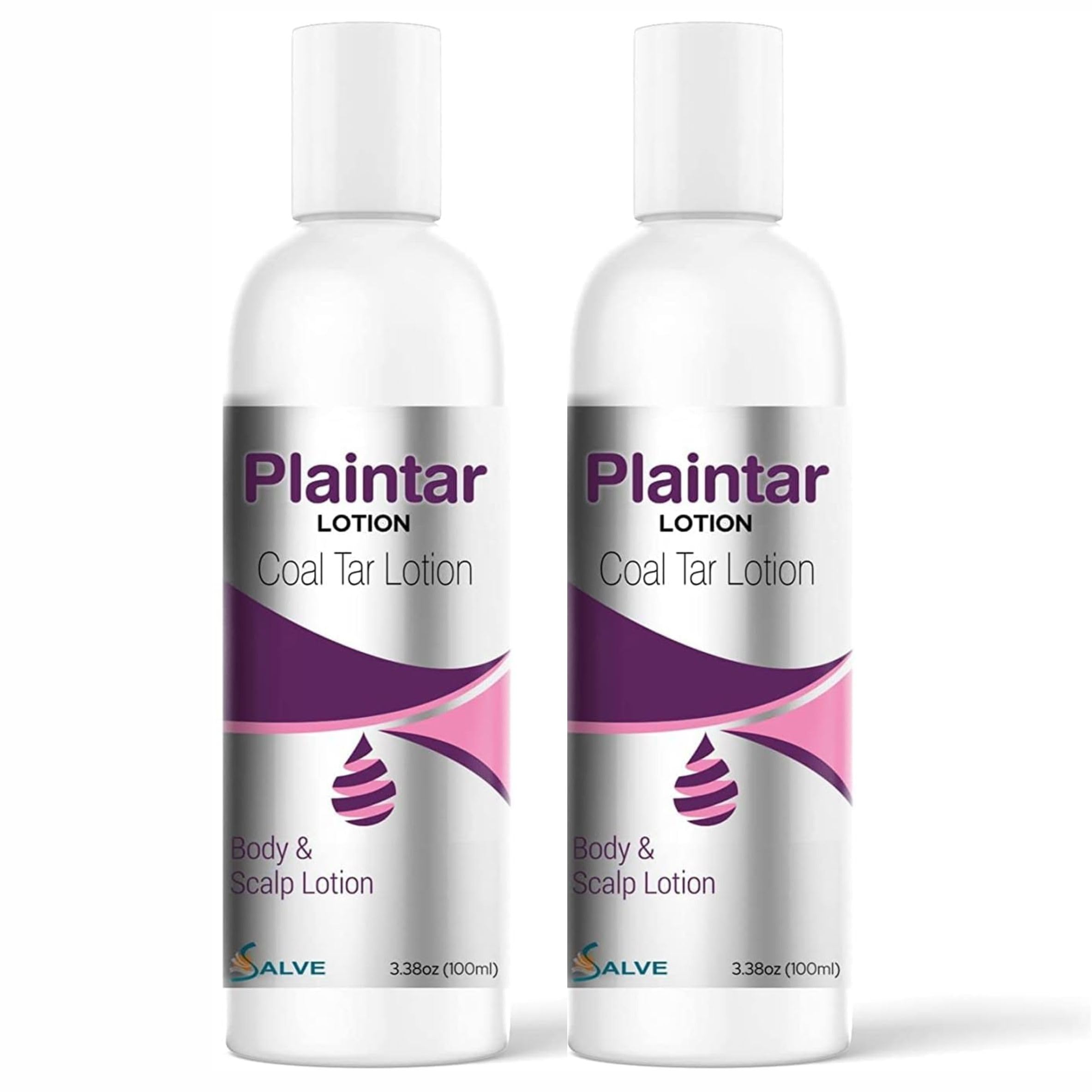 Salve Plaintar Coal Tar Leave on Lotion Reduces Scaling Dryness & Itching Coal Tar Lotion for Dandruff Psoriasis & Seborrheic Dermatitis for Body & Scalp Instant Result 3.38 Oz (100ml) ( Pack of 2)