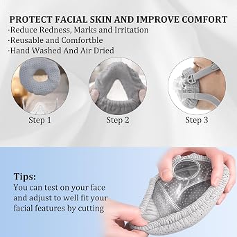 6PCS CPAP Mask Liners, CPAP Accessories, Grey CPAP Mask Covers Set, Soft, Comfortable and Reusable for Enhanced Comfort During Sleep, For Most Full-Face Masks