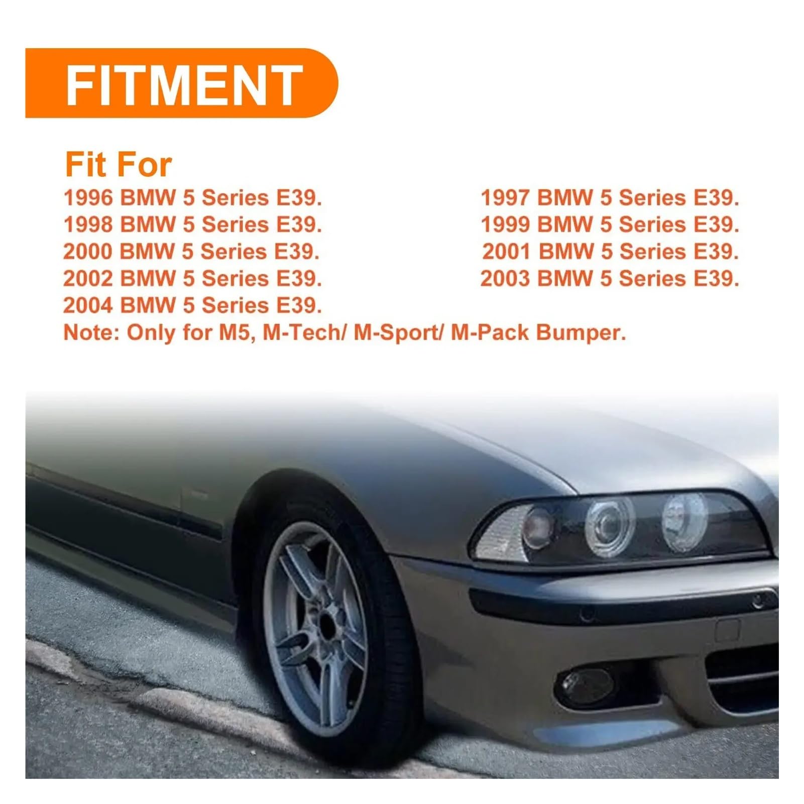Compatible con BMW E39 M5 M 1996-2004. Guardabarros, paneles de protección contra salpicaduras, molduras, guardabarros de rueda.